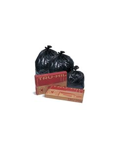 Pitt Plastics TM60T Tru-Mil Black Can Liners - 36 x 58 - 55 Gallon Capacity - Extra Extra Heavy Duty - 1.8 Mil - 50 per case - Flat Pack